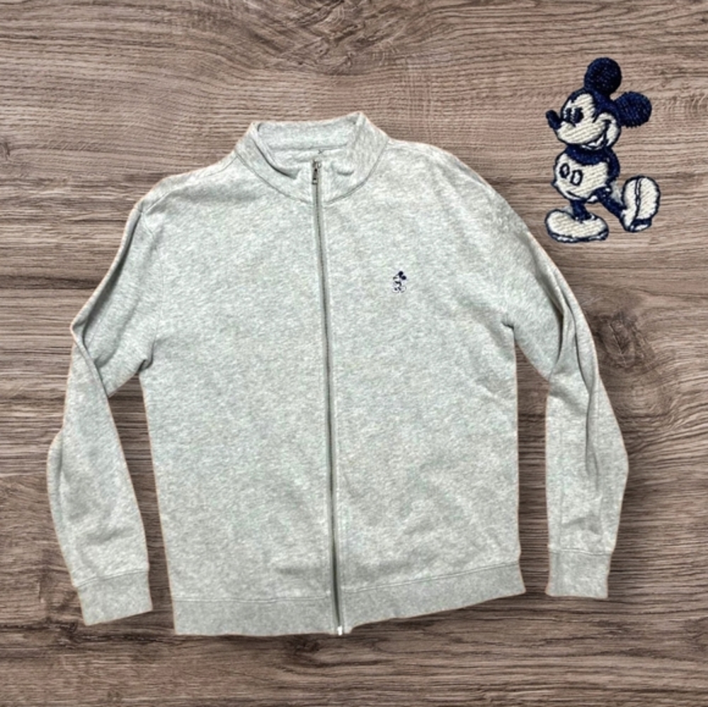 Disney Mickey Mouse Full Sweater Jacket Gray Mens Small / Womens Medium Logo